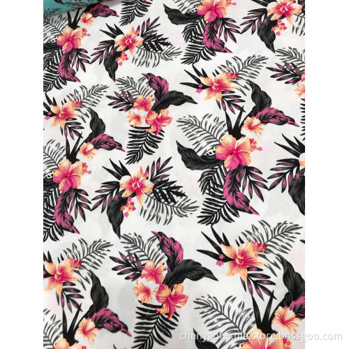 Flower And Leaves Desgin Cotton Stretch Printed Fabric